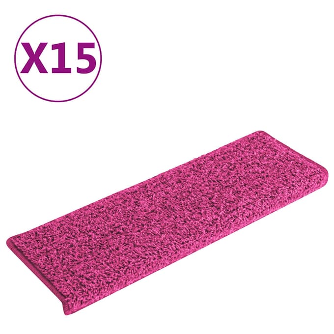 vidaXL - Trapmatten - 15 - st - 65x21x4 - cm - Roze - Rechthoekige - Rand