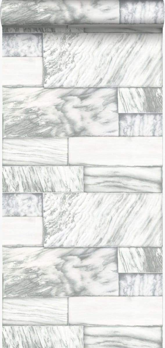 Origin Wallcoverings behang marmeren stenen gebroken wit - 337254 - 53 cm x 10,05 m