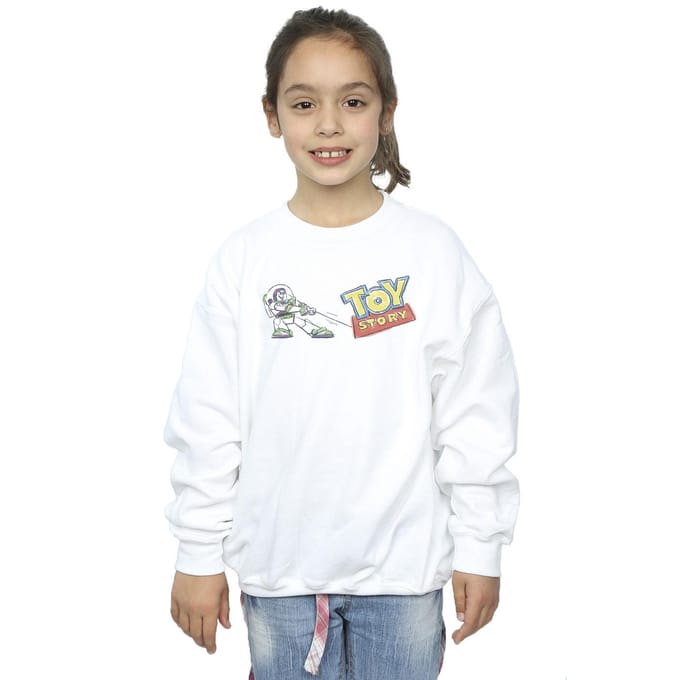 Disney Meisjes Toy Story Buzz Trekkende Logo Sweatshirt (Wit)