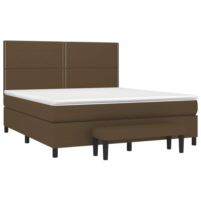 vidaXL - Boxspring - met - matras - stof - donkerbruin - 180x200 - cm