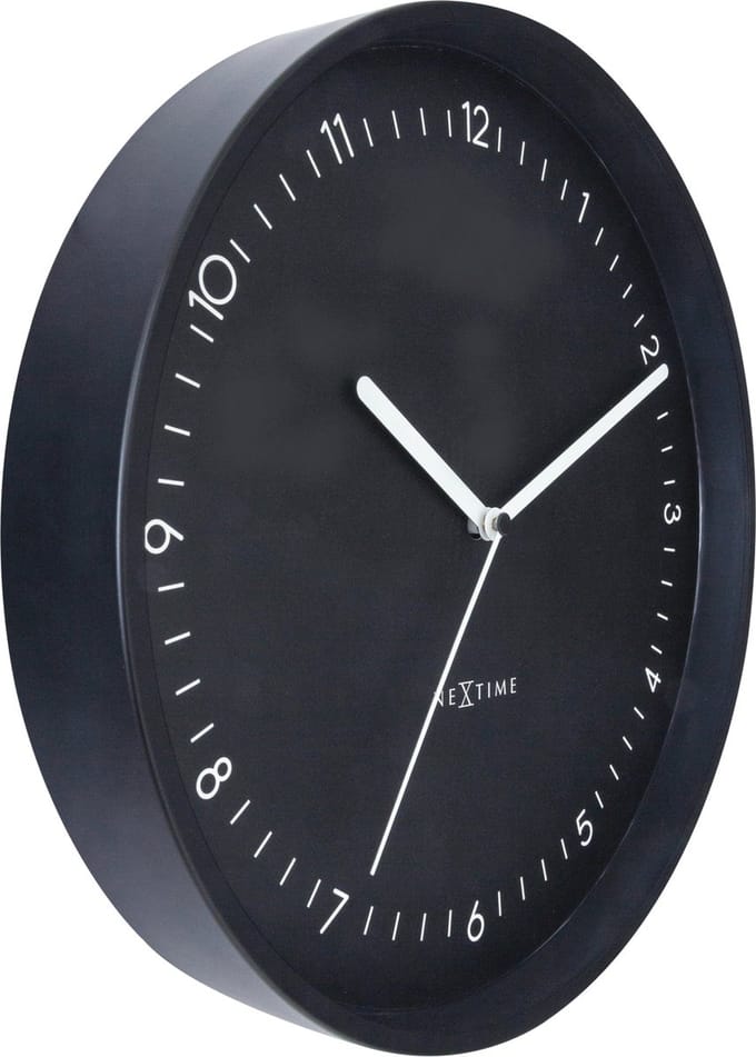 NeXtime Berlin – Wandklok – 30 cm – Aluminium – Zwart – Stil