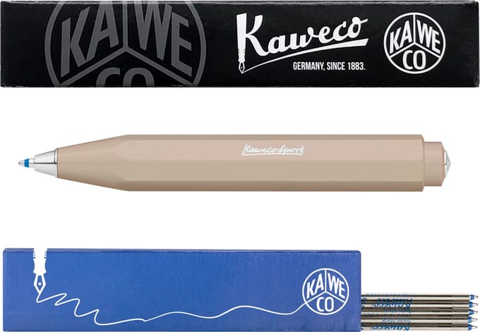 Kaweco - Balpen - Skyline Sport - Macchiato (Bruin) - Met doosje Balpenvullingen MEDIUM Blauw