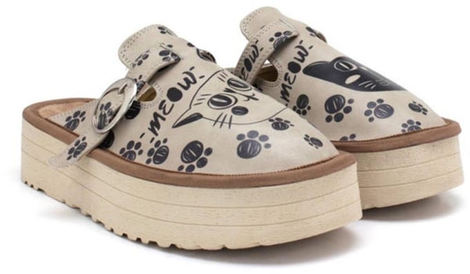 Goby – Dames Clogs – Vegan Leer – Handgemaakt – Katten Design – Maat 40