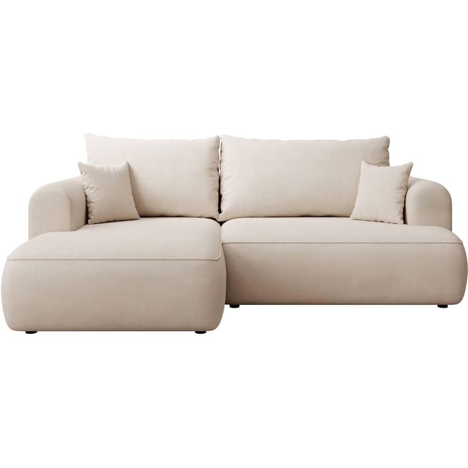Selsey Ovo Mini - Slaapbank met opbergruimte, Links, Easy-Clean chenille, Crème