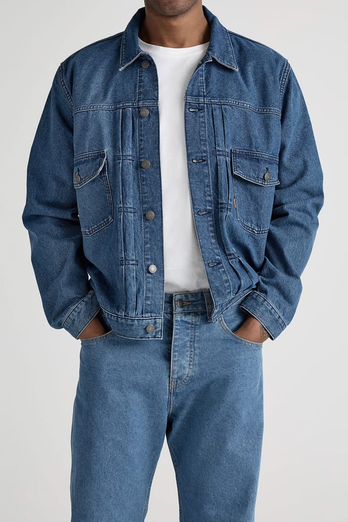 Mud Jeans Benny Denim Jacket Medium Stone Größe: S | Jeansjacken Outlet | Herren | Blau