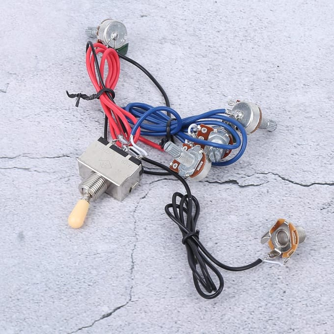 Kit de câblage pour guitare électrique, pré-câblé, interrupteur 3 voies 2V2T1J, accessoires pour câbles de guitare électrique, jaune gray