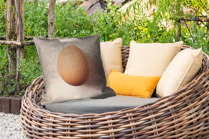 Sierkussen Buiten - Ei - Beige - Ovaal - Egaal - 60x60 cm - Weerbestendig