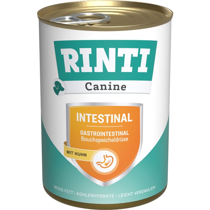 12x400g RINTI Canine Intestinal met Kip hondenvoer nat