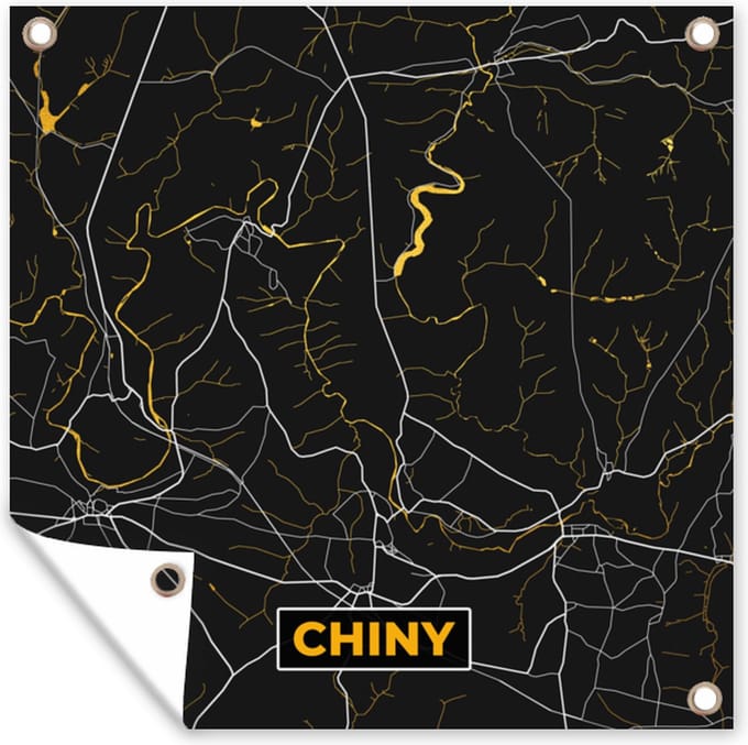Tuindoek goud - Plattegrond - Chiny - Stadskaart - Kaart - 100x100 cm
