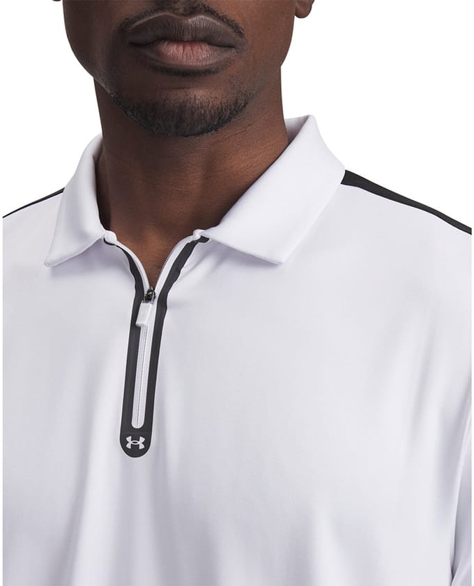 Under Armour Golf Drive Zip Korte Mouw Poloshirt Wit M