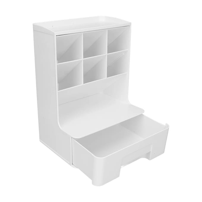 Opbergdoos Schuin Insteekontwerp Grote Capaciteit Plastic Pennenhouder Organizer Bureau Opbergrek zuiver witte kleur