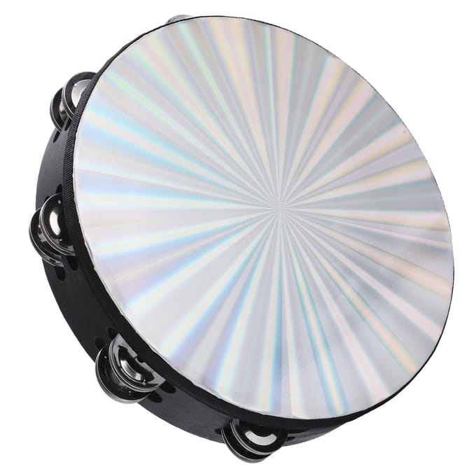 10in Handtrommel Dubbele Rij Jingles ABS Reflecterende Laser Tamboerijn Percussie gray
