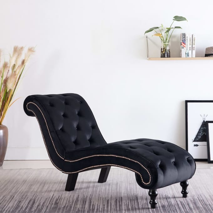 Vidaxl Ligstoel, Zwart, Bekleed met Fluweel