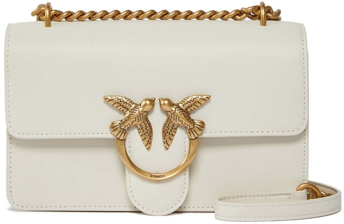 PINKO Schoudertas Love One Mini DC White - Antique Gold Crème