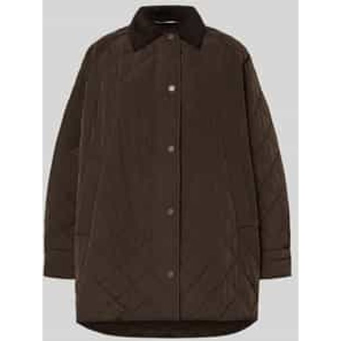 Oversized lange gewatteerde jas met corduroy kraag, model 'PEPATO'