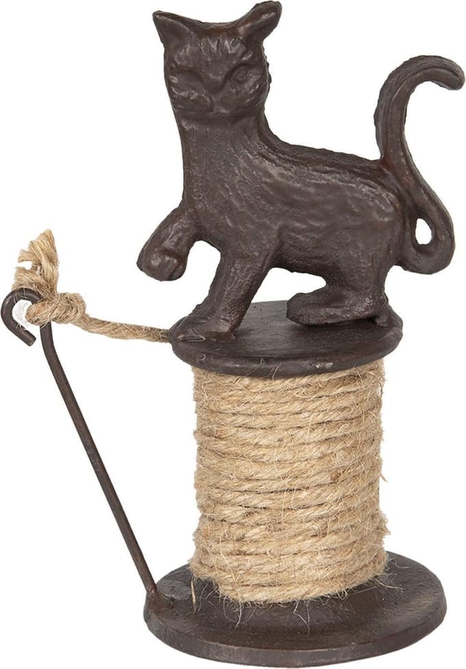 Clayre & Eef Touwhouder kat Kat 11*8*16 cm Bruin Ijzer