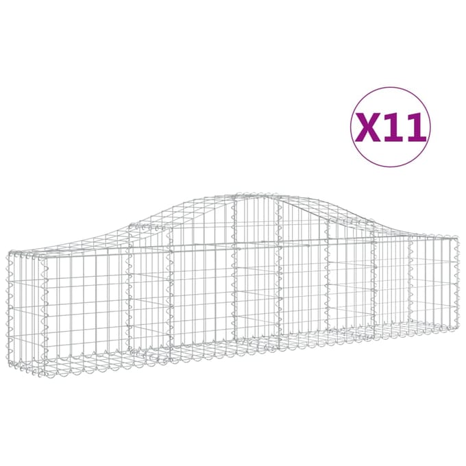 vidaXL Schanskorven 11 st gewelfd 200x30x40/60 cm gegalvaniseerd ijzer