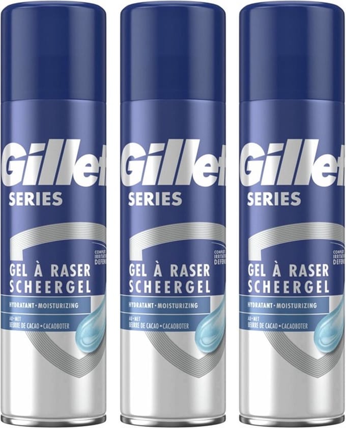 Gillette Scheergel - Series Moisturizing - Cacaoboter - 3 x 200 ml