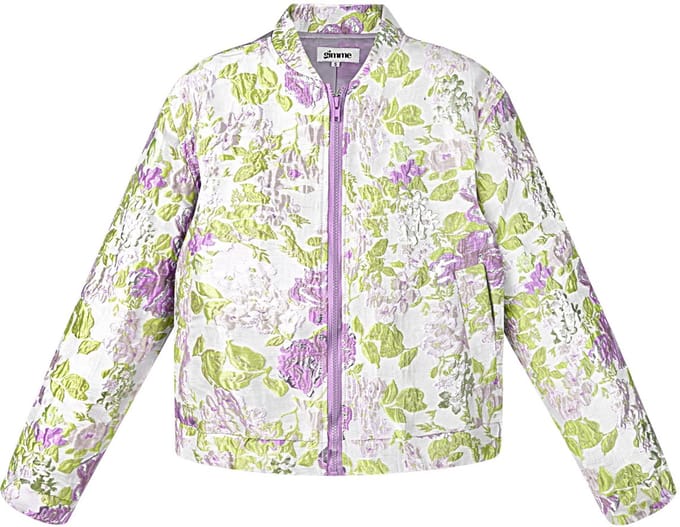 Moderne Polyester Vrouwen Jas in Korte Snit met Bloemenprint - Groen - Maat M