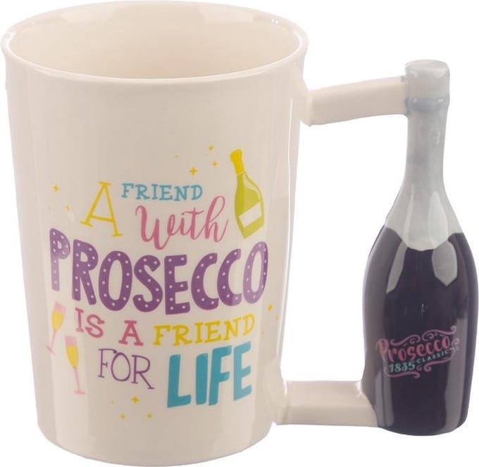 Mok met Prosecco fles als oor