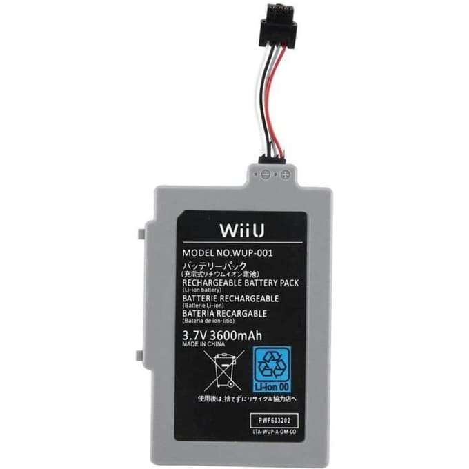 Oplaadbare Batterij - WII U - 3600mAh - Game Accessoires - Grijs - Gemengd