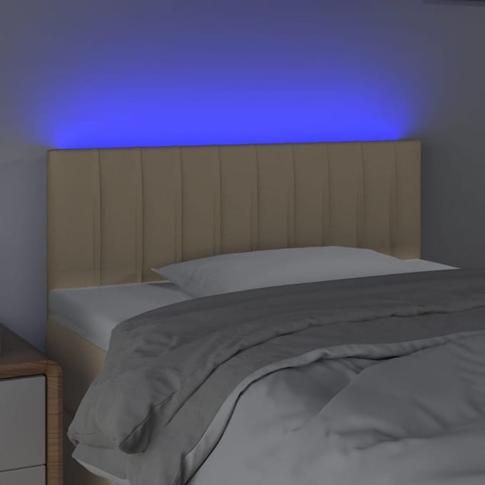 vidaXL - Hoofdbord - LED - 80x5x78/88 - cm - stof - crèmekleurig
