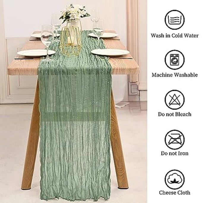 8-pack saliegroene kaasdoek tafellopers voor rustiek tafelinterieur - semi-transparant