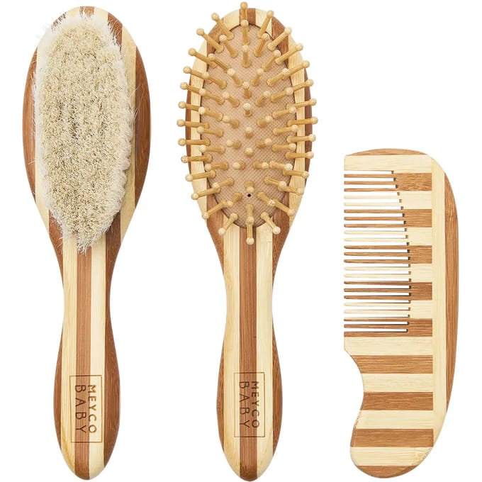 Meyco Baby Stripe Kapset - Bamboe - Natural/Walnut - 3-delig