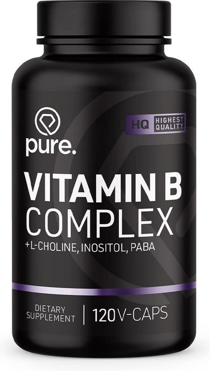 Pure. Vitamine B Complex - 120 v-caps - essentiële B-vitamines - vitamine B12 - biotine - foliumzuur