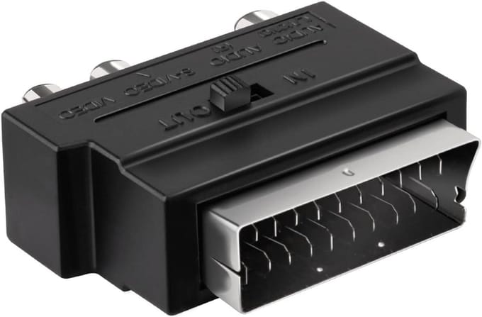 SCART RCA S-VHS Adapter met In/Uit Schakelaar voor TV en DVD