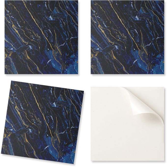 Set bedrukte vinyltegels - Slaapkamerdecoratie Abstract marmerpatroon 4x50x50 cm