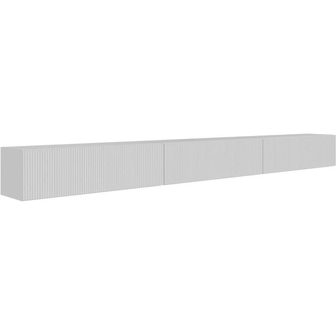 Selsey Veldio – Hangend TV-meubel met geribbelde fronten, 300 cm, wit