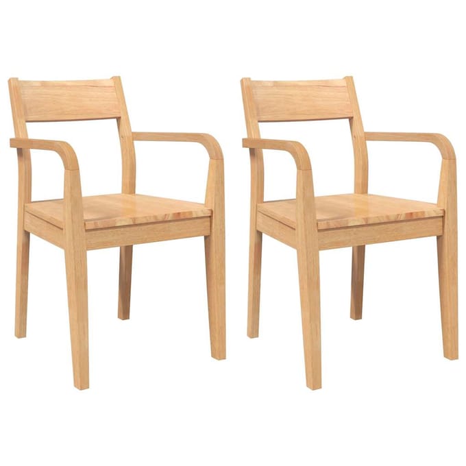 vidaXL - Eetkamerstoelen - 2 - st - massief - hout - naturel - rubber
