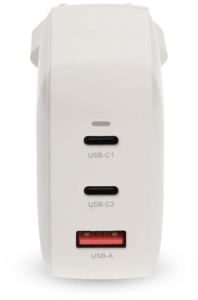 Nedis Oplader - 100 W - GaN - PD3.0 - 2.5 / 3.0 / 5.0 A - Outputs: 3 - USB-A / 2x USB-C - Automatische Voltage Selectie - Wit