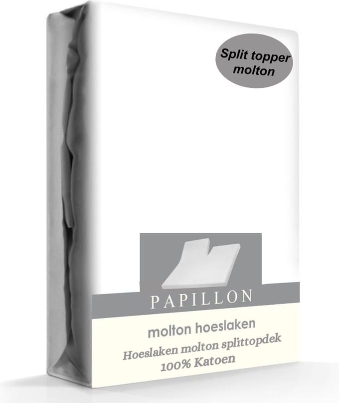 Hoeslaken molton splittopdek - Katoen - Wit - 160x200