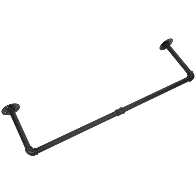 Portant à vêtements industriel robuste de 92 cm, fixation murale noire, barre de suspension blanc