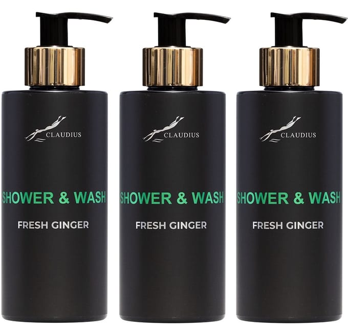 Shower & Wash Fresh Ginger 300 ml - gouden pomp - 3 stuks
