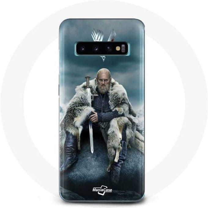 Coque - Vikings - Samsung Galaxy S10 Edge - Rigide - Protection - Logo Ragnar Lothbrok gris