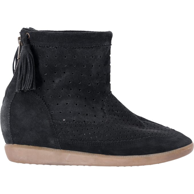 Isabel Marant Basley Wedge Enkelboots met Kwastjes in Zwart Suède