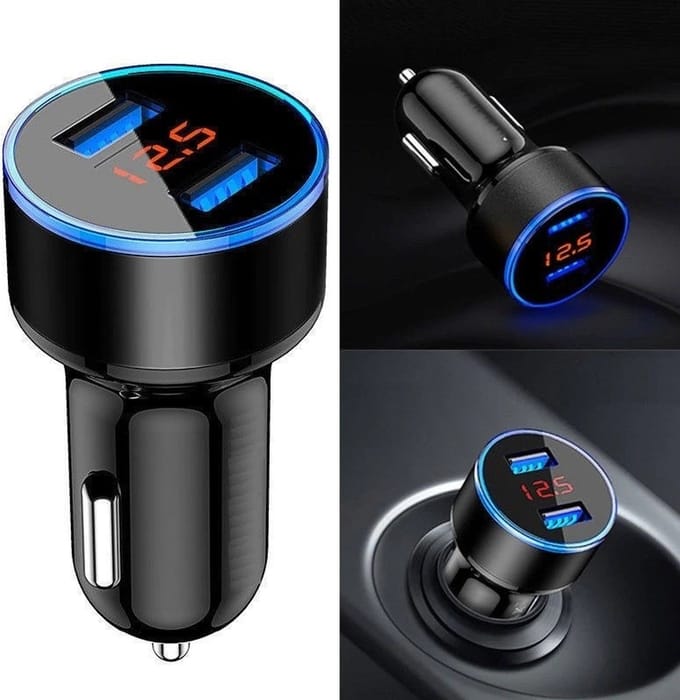 Autolader met LED-licht-Auto USB Dual -auto lader-metaal mini autolader-Power