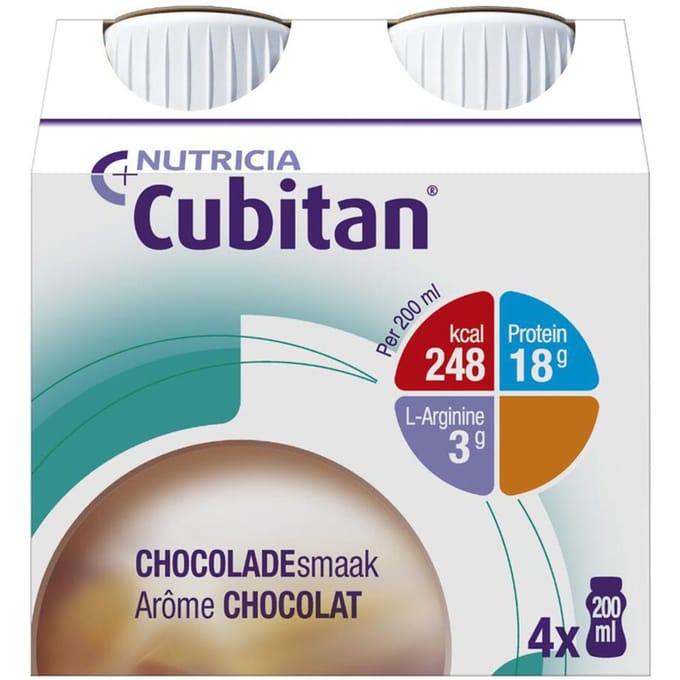 Cubitan Chocoladesmaak 4x200 Drinkbaar voedsel