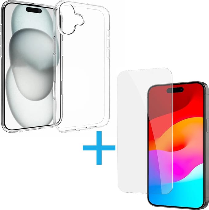 Silicone Hoesje Geschikt voor: iPhone 16 Plus - Soft Silicone - Transparant - + 2X Tempered Glass Screenprotector - ZT Accessoires