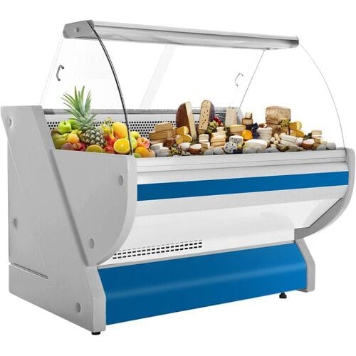 GGM Gastro Kühl-/ Fleischtheke - 1300mm - Blau - mit Fleischlicht & beleuchteter Frontblende