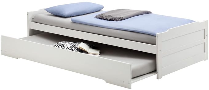 Uitschuifbed LORENA 90 x 200 cm van massief hout - Wit