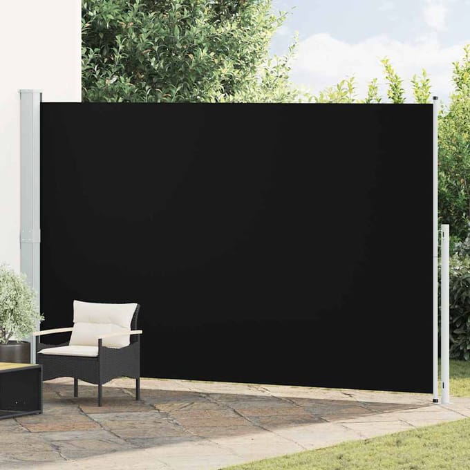 vidaXL Tuinscherm uittrekbaar 220x514 cm zwart