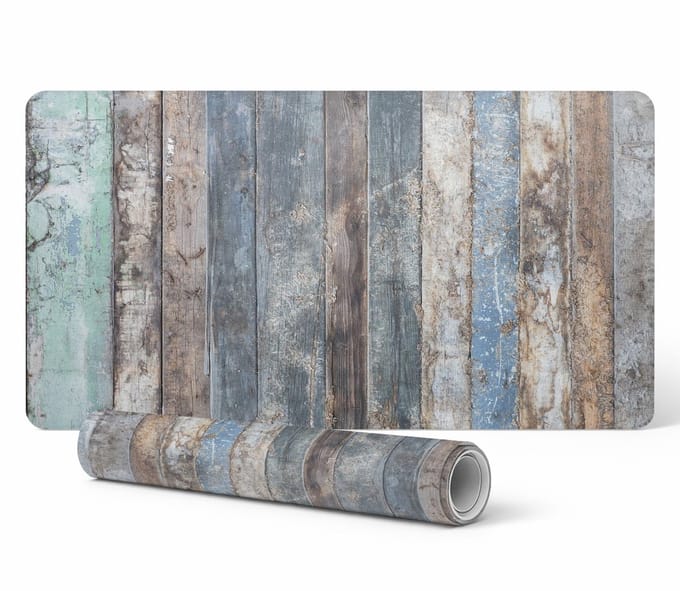 Antislip bureauonderlegger met print van oude vintage planken, 90x45 cm
