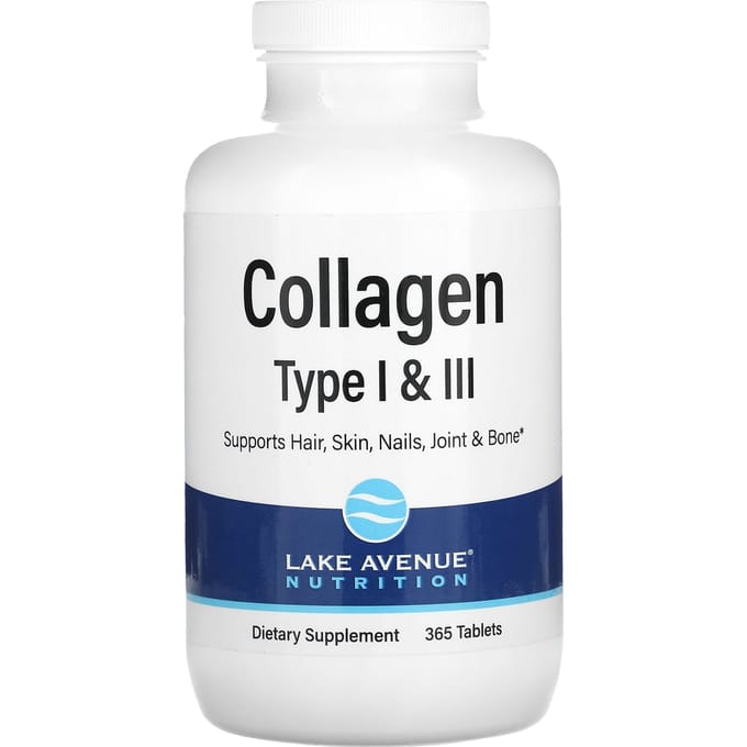 Lake Avenue Nutrition, Gehydrolyseerd Collageen Type I & III, 3.000 mg, 360 tabletten (1.000 mg per tablet)