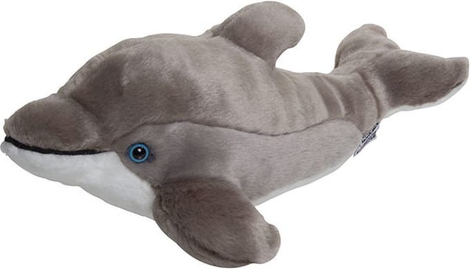 Nature Planet Pluche Dolfijn knuffel - 40 cm - Dieren speelgoed knuffels - grijs - Dolfijnen