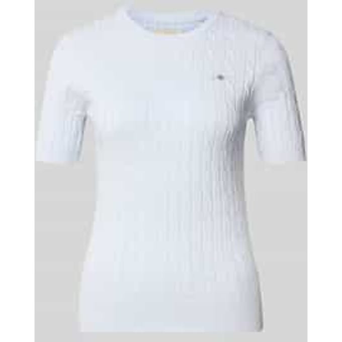 Gebreid shirt met Kabelpatroon en Labelstitching