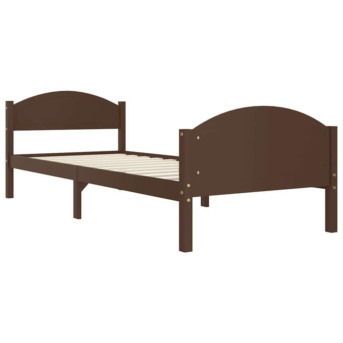 vidaXL - Bedframe - massief - grenenhout - donkerbruin - 100x200 - cm